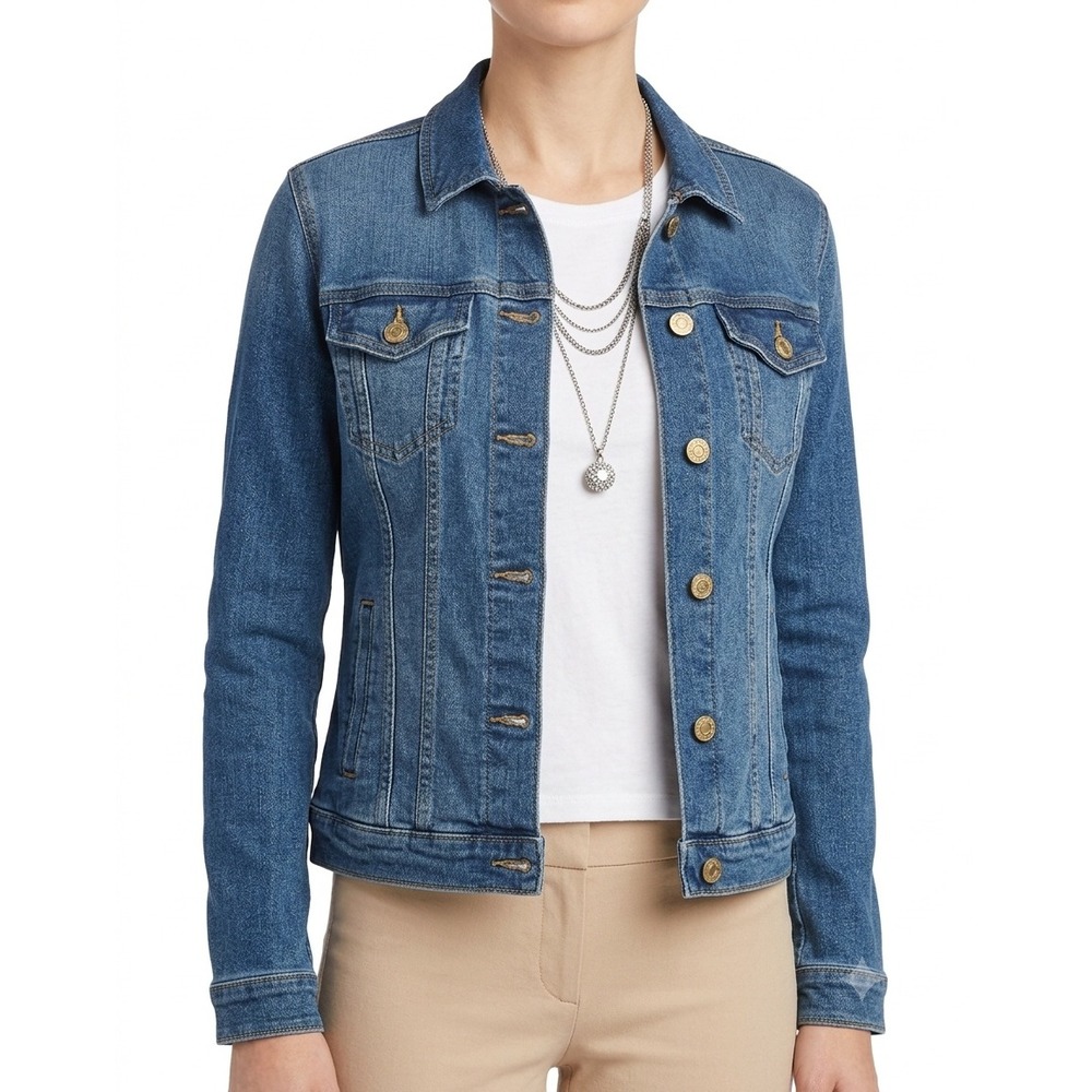 Levi's Classic Blue Denim Jean Jacket Medium Wash Button Front Long Sleeve